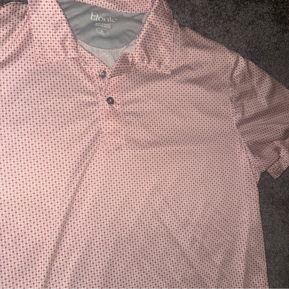 Etonic. Large. Pink & White. Golf Shirt. Dri-Fit.  Short Sleeve